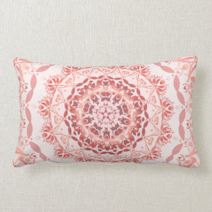 Coral Red Abriot Damask Mandala Kussen