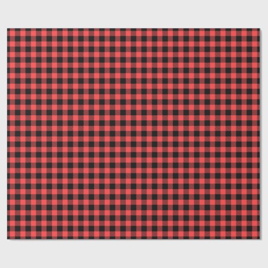 Coral Red Black Buffalo Pset Tartan Cadeaupapier (Vlak)