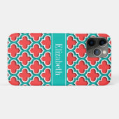 Coral Red, Blauwgroen Marokkaans #5DS Monogram Bla Case-Mate iPhone Case (Achterkant (horizontaal))