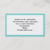 Coral Red, Blauwgroen Marokkaans #5DS Monogram Bla Visitekaartje (Achterkant)