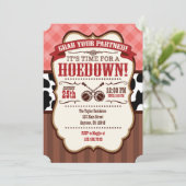 Coral Red Brown Hoedown Party Kaart (Staand voorkant)