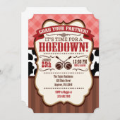 Coral Red Brown Hoedown Party Kaart (Voorkant / Achterkant)