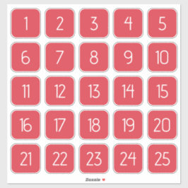 Coral Red Customizable Square Number Stickers
