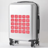 Coral Red Customizable Square Number Stickers (Koffer)