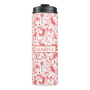 Coral Red Damask Thermosbeker