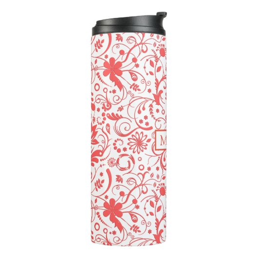 Coral Red Damask Thermosbeker (Gedraaid links)
