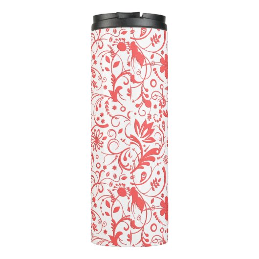 Coral Red Damask Thermosbeker (Achterkant)