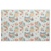 Coral Red en Mint Beach Pattern Stof (Fat Quarter)
