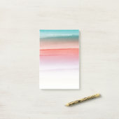 Coral Red en Turquoise Waterverf Strokes Post-it® Notes (Op bureau)