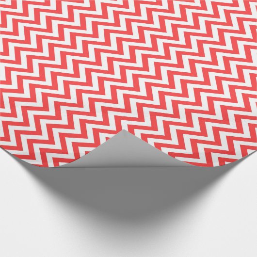 Coral Red en White Large Chevron Pattern H Cadeaupapier (Hoek)