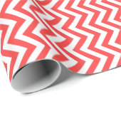 Coral Red en White Large Chevron Pattern H Cadeaupapier (Rol Hoek)
