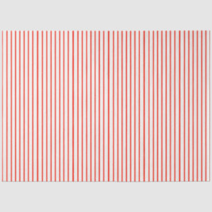 Coral Red en White Striped Tissuepapier