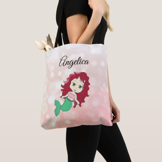 Coral Red Hazard Mermaid Personalized Canvas tas (Dichtbij)