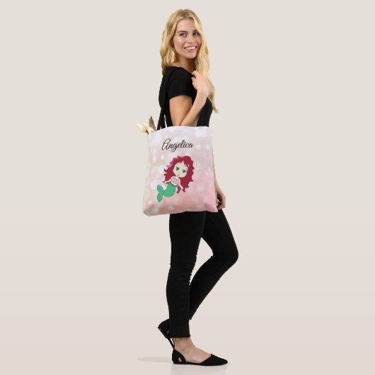 Coral Red Hazard Mermaid Personalized Canvas tas (Op model)