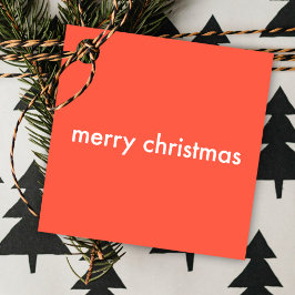 Coral Red Kerstmis | Eenvoudig minimalistisch plat Bedankjes Labels