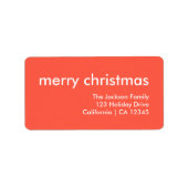 Coral Red Kerstmis | Minimale retouradres Etiket (Voorkant)