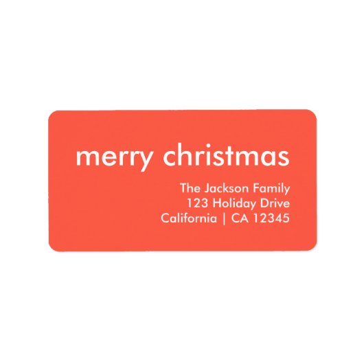 Coral Red Kerstmis | Minimale retouradres Etiket (Voorkant)