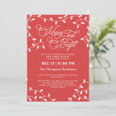 Coral Red Merry String Lights Kerstfeest Kaart (Staand voorkant)