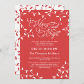 Coral Red Merry String Lights Kerstfeest Kaart (Voorkant / Achterkant)