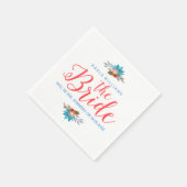 Coral Red Modern Text-The Bride & Blue Flowers Servet (Hoek)