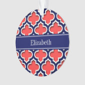 Coral Red Navy 5c Marokkaans #5DS Monogram naam ma Ornament (voorkant)