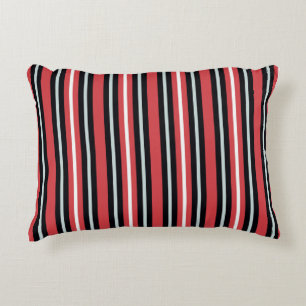 Coral Red Navy Blue White Stripes Accent Kussen