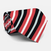 Coral Red Navy Blue White Stripes Stropdas (Opgerold)