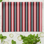 Coral Red Navy Blue White Stripes Theedoek (Gevouwen)