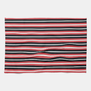 Coral Red Navy Blue White Stripes Theedoek