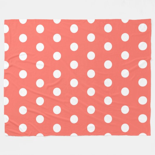 Coral Red Polka Dots Pattern Fleece Deken (Voorkant (Horizontaal))