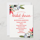 Coral Red Poppy Floral Bridal Shower Uitnodiging (Voorkant)