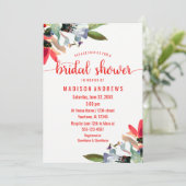 Coral Red Poppy Floral Bridal Shower Uitnodiging (Staand voorkant)