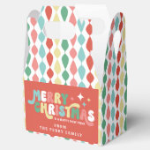 Coral Red Retro Groovy Merry Christmas Bedankdoosjes (Geopend)