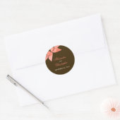 Coral Red Ribbon bruiloft uitnodiging Aankondiging Ronde Sticker (Envelop)