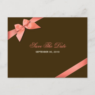 Coral Red Ribbon Sparen de Aankondiging van de Dat Briefkaart