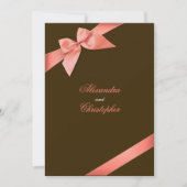 Coral Red Ribbon Wedding Announding Kaart (Voorkant)