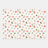 Coral Red Roses and Foliage Pattern Inpakpapier Vel (Voorkant)