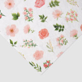 Coral Red Roses and Foliage Pattern Tissuepapier (Detail)