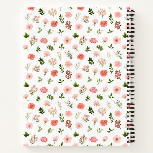 Coral Red Roses Floral Baby Birth Stats Notitieboek (Achterkant)