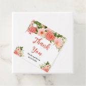 Coral Red Roses with Foliage Bedankjes Labels (In situ)