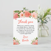 Coral Red Roses with Foliage Bridal Shower Bedankkaart (Staand voorkant)