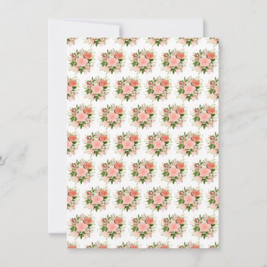 Coral Red Roses with Foliage Bridal Shower Bedankkaart (Achterkant)