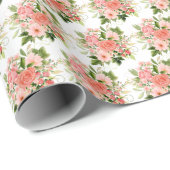 Coral Red Roses with Foliage Cadeaupapier (Rol Hoek)