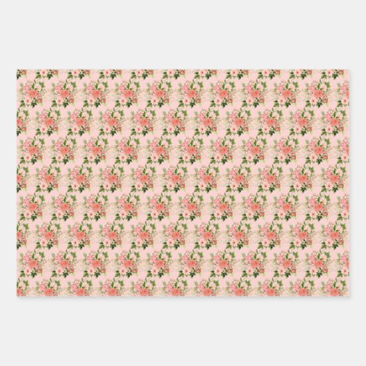 Coral Red Roses with Foliage Inpakpapier Vel (Voorkant 2)