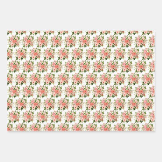 Coral Red Roses with Foliage Inpakpapier Vel (Voorkant)