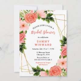 Coral Red Roses with Foliage Kaart