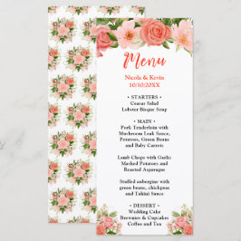 Coral Red Roses with Foliage Menu