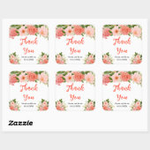 Coral Red Roses with Foliage Vierkante Sticker (Vel)