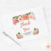 Coral Red Roses with Foliage Vierkante Sticker (Envelop)