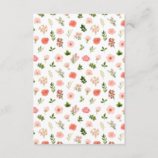 Coral Red Roses with Foliage Wedding Reception Informatiekaartje (Achterkant)